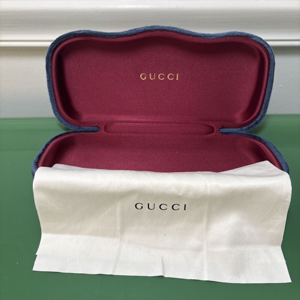 GUCCI Blue Velour Hard Glasses Case Sunglasses Vintage
